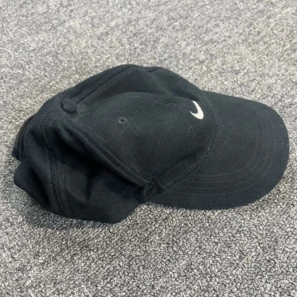 Nike Y2K Swoosh Baseball Cap Child Black Cotton Adjustable Dad Hat Sporty Street